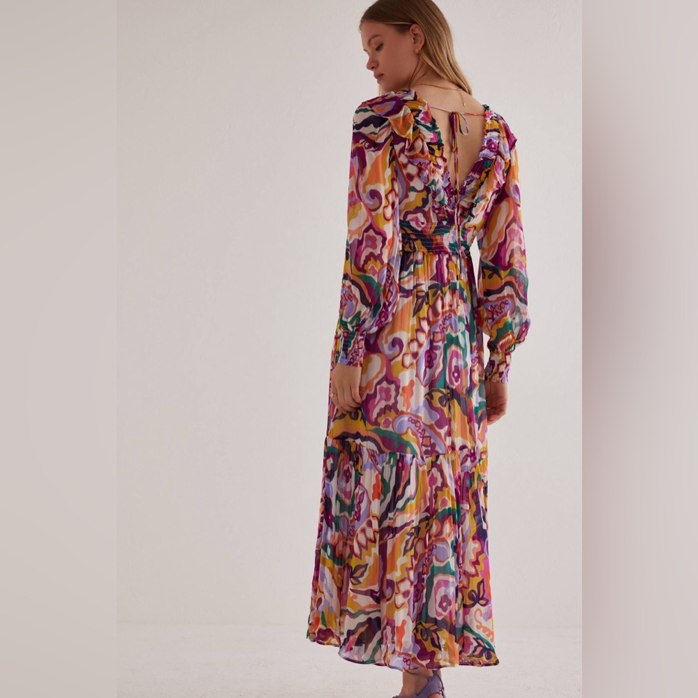 Anthropologie The Odetta Ruffled V-Neck Dress NWT XXS - Picture 3 of 7